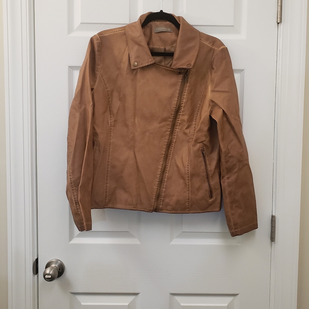 Bagatelle, Brown faux leather jacket, collar, zipper front, SZ XL - Picture 6 of 16